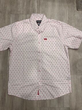 DIXXON White Shirt with Red Micro Cross Pattern